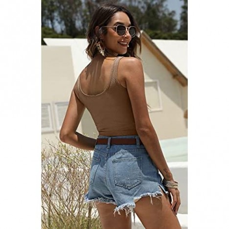TASADA U-Neck Crop Tops for Women - Basic Sleeveless Ribbed Knit Going Out Summer Shirts Cute Crop Tank Top