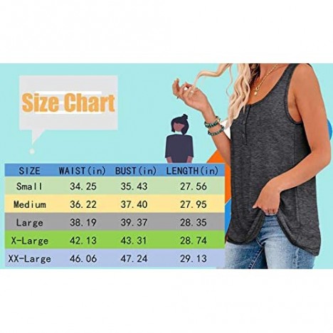 WIHOLL Womens Henley Tank Tops Summer Sleeveless Tunic Tops Casual Button Down Blouse Tshirts