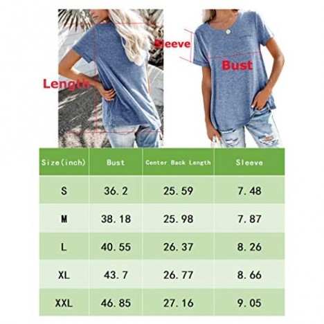 Bingerlily Women's Roll Up Short Sleeve T Shirts Crew Neck Tops Loose Causal Tees with Pocket