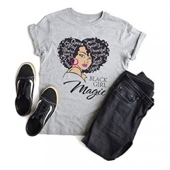 Black Girl Magic - Melanin Afro Queen T Shirt Black Girl Pride Gift Tee Short Sleeve Tops