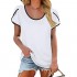 Bofell Womens T Shirts Round U Neck Short Sleeve Summer Tops S-2XL