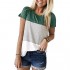 cunlin Women Casual Short Sleeve Stripe T-Shirt Color Block Shirts Blouse Tee Tunic Tops