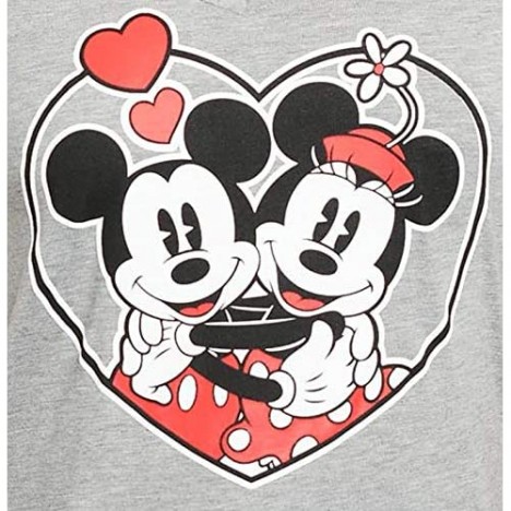 Disney Women Junior Plus Size Mickey & Minnie Mouse V Neck T Shirt