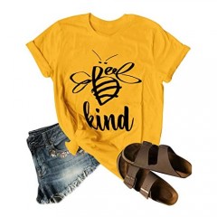 Dresswel Be Kind Tshirt Women Short Sleeve T-Shirt Bee Graphic Tee Long Sleeve Pocket Shirt Casual Tops