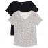  Essentials Women's 2-Pack Classic-Fit 100% Cotton Short-Sleeve V-Neck T-Shirt