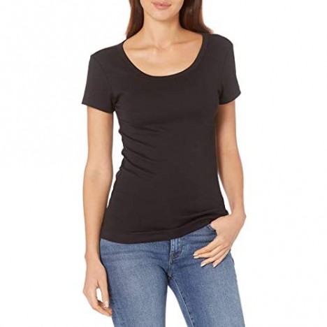 Essentials Women's 2-Pack Slim-Fit Cap-Sleeve Scoopneck T-Shirt