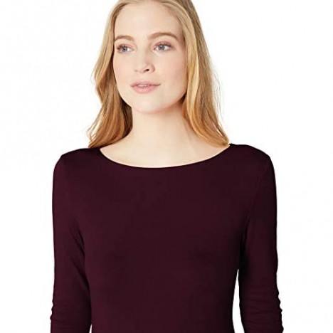 Essentials Women's Slim-Fit 3/4 Sleeve Solid Boatneck T-Shirt