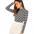 Floerns Women's High Neck Long Sleeve Slim Fit Stretch Striped T-Shirts