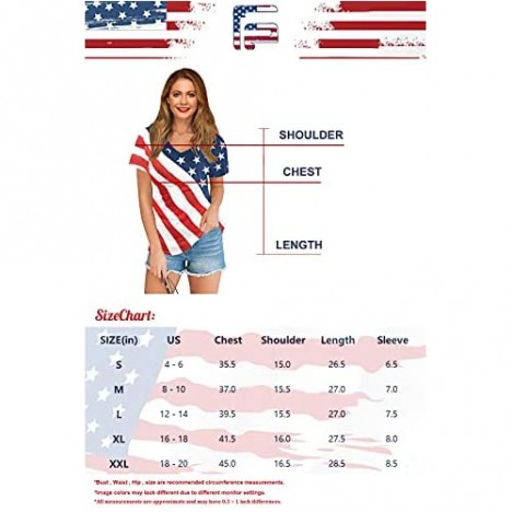 For G and PL Women's July 4th American Flag T Shirts