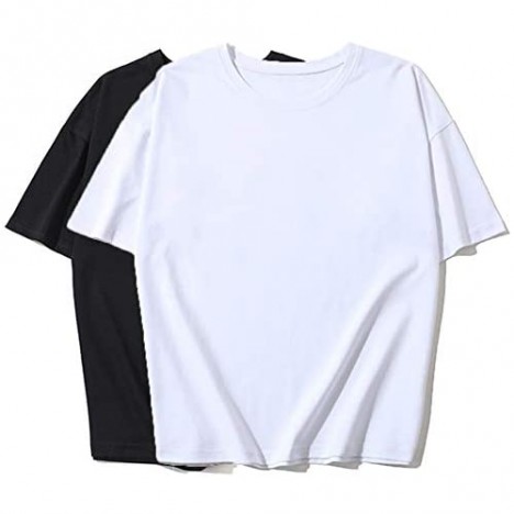 LOVFEE Women's Basic Cotton Crewneck O-Neck Short Sleeve Loose Casual T-Shirts