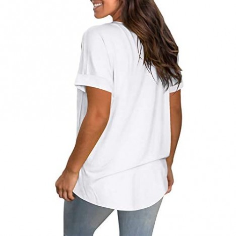 NIASHOT Women's T Shirts Short Sleeve Crewneck Basic Summer Tee Tops