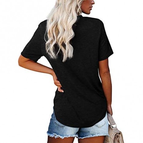 NSQTBA Womens Tshirts Short Sleeve Summer Tops Plain T Shirts Basic Tees S-2XL