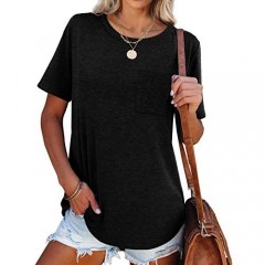 NSQTBA Womens Tshirts Short Sleeve Summer Tops Plain T Shirts Basic Tees S-2XL