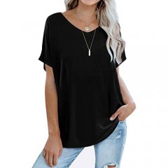 Sousuoty Oversized T Shirts for Women Casual V Neck Short Sleeve Tops Loose