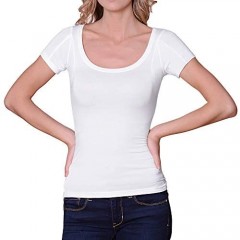 Sweatproof Undershirt for Women Scoop Neck White Sweat Pads