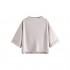 SweatyRocks Women's 3/4 Sleeve Mock Neck Basic Loose T-Shirt Elegant Top