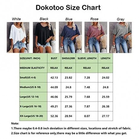Dokotoo Women's Causual V Neck Short Sleeve Shirts Waffle Knit Loose Tunic Tops Blouses