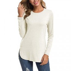 Herou Women Long Sleeve Loose Casual Side Split Tunic Sweater Tops T Shirt