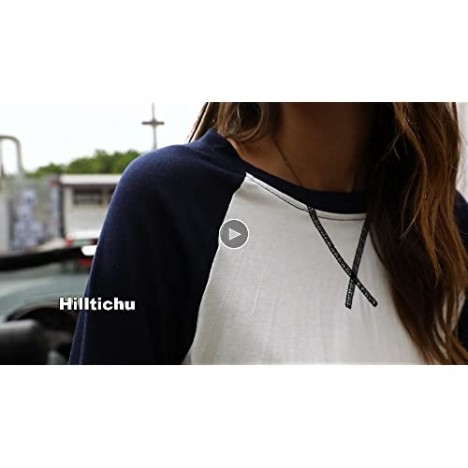 Hilltichu Womens Color Block Round Neck Tunic Tops Casual Long Sleeve Shirt Blouse