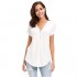LUSMAY Womens Loose Fitting Zip Up Deep V Neck Short Sleeve Tops Tunic Casual T Shirts Blouse
