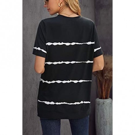 NEYOUQE Womens Loose Color Block Long/Short Sleeve T Shirts Casual Comfy Tops