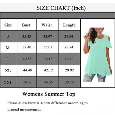 Oustdoze Women's Cold Shoulder Short Sleeve Crew Neck T Shirt Summer Tops