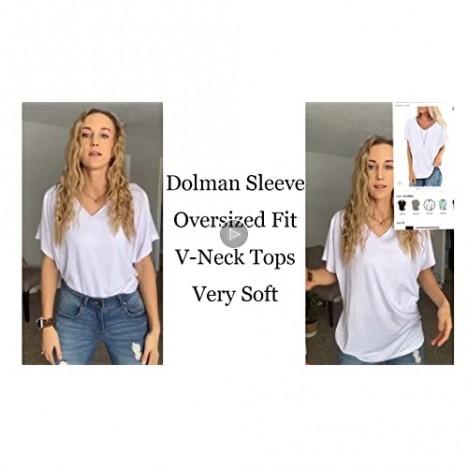 SAMPEEL Womens Short Sleeve Tops Dolman V Neck T-Shirts Summer Casual