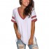 SAMPEEL Womens Tops Striped Short Sleeve V Neck Tee T Shirts Side Split Tunic