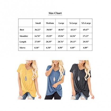 SHIBEVER Women's Tops Short Sleeve Twist Knotted T Shirts Summer Blouse Tunic Tops S-2XL
