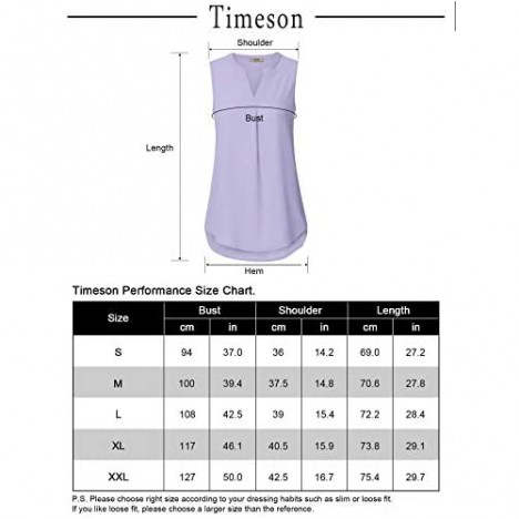 Timeson Women's Casual Chiffon V Neck Cuffed Sleeve Blouse Tops