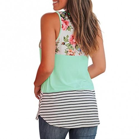 WFTBDREAM Women's Summer Sleeveless Floral Print Casual Tank Tops Shirts