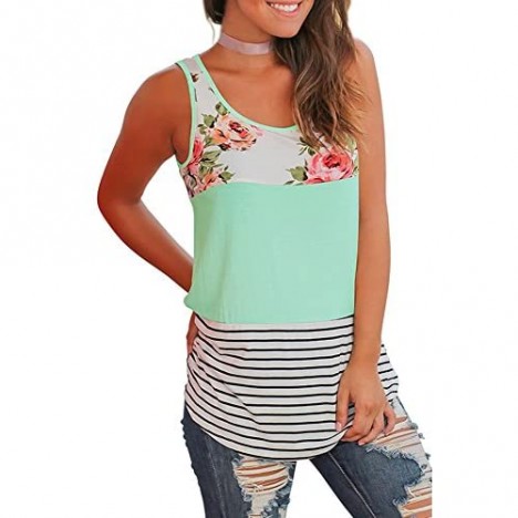 WFTBDREAM Women's Summer Sleeveless Floral Print Casual Tank Tops Shirts