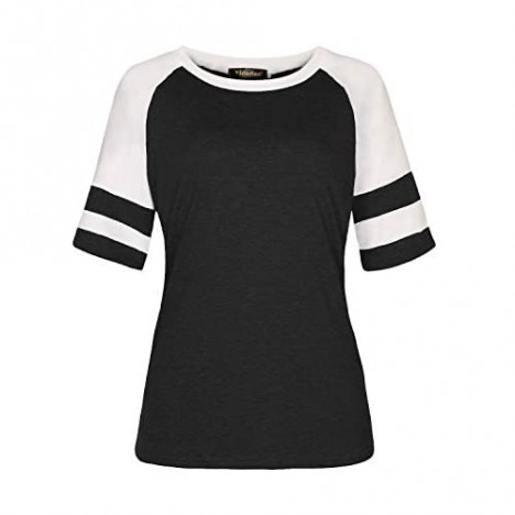 Yidarton Women's Color Block Long/Short Sleeve T Shirt Casual Round Neck Tunic Tops