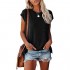 Yidarton Womens Color Block Tshirts Casual Cap Sleeve Summer Loose Fit Tops with Pockets