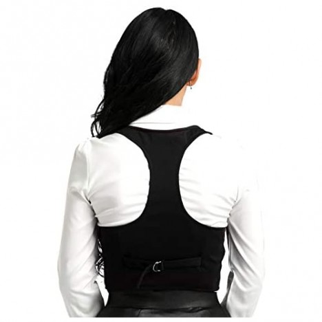 Alvivi Women's V-Neck Button Down Adjustable Strap Racerback Vest Shirts Waistcoat Tuxedo Jacket