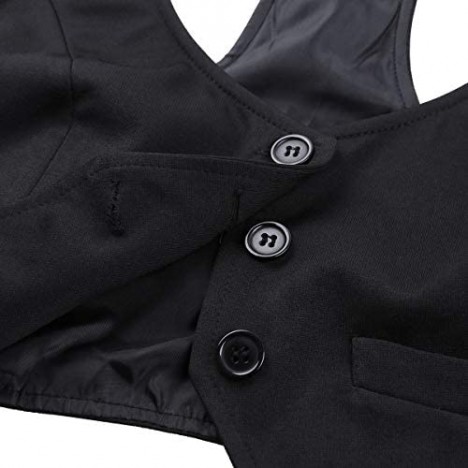 Alvivi Women's V-Neck Button Down Adjustable Strap Racerback Vest Shirts Waistcoat Tuxedo Jacket