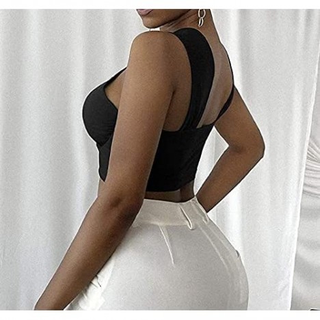 Criss Cross Halter Neck Tops Cutout Y2K Hollow Out Crop Vest Irregular Top for Women Sexy Streetwear