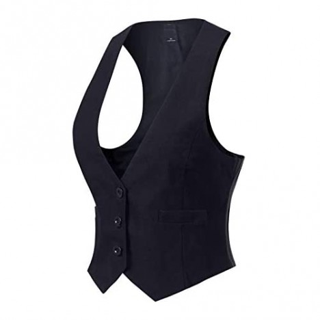 Design by Olivia Women's Casual Versatile Three Button Racerback Tuxedo Suit Waistcoat Vest