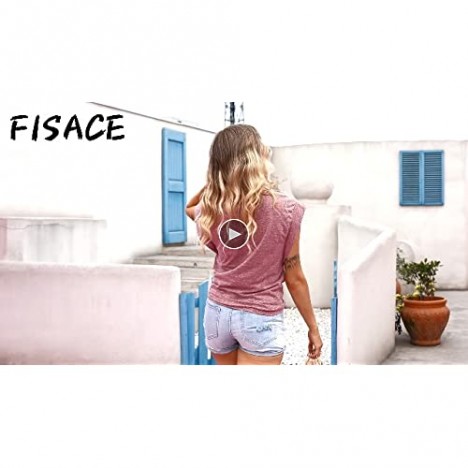 FISACE Womens Summer Crew Neck Sleeveless Tank Tops Beach Basic Tee Shirts Blouse