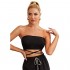 Floerns Women's Sexy Crisscross Lace up Tie Back Solid Crop Bandeau Tube Top