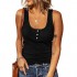 Happy Sailed Ribbed Tank Tops for Women Button Down V Neck Knit Shirts Sexy Casual Summer Tops Black X-Large