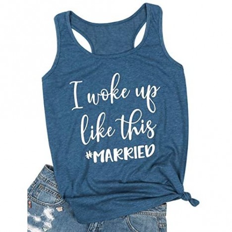 I Woke Up Like This Married Tank Top Women Bride Honeymoon Vacation Tanks Wedding Gift Shirt Vest