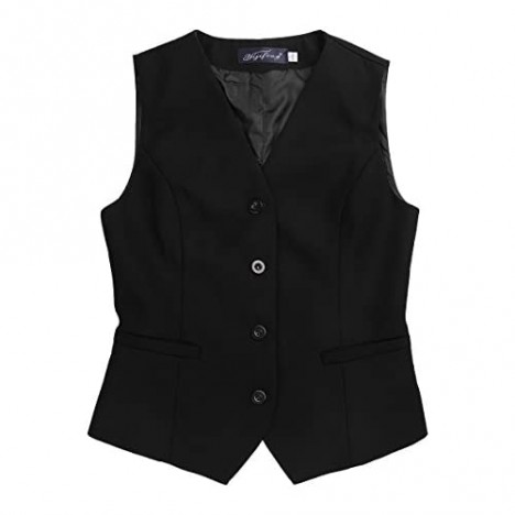 iiniim Women's Solid Formal Casual Suit Slim Fit Button Down Vest Waistcoat