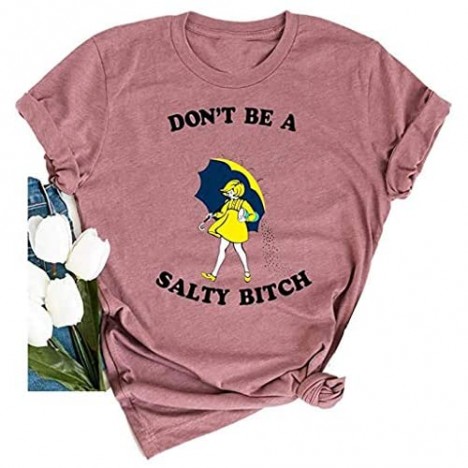 Mnyycxen Womens Plus Size Shirt Don't Be A Salty Bitch Letter Printed Casual Loose O-Neck Blouse T Shirt