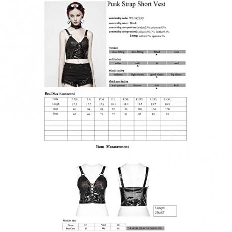 Punk Rave Women T-Shirt Punk Casual Sexy Strap Short Vest Pu Leather Lacing Zipper Streetwear Personality Tops for Women