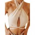 SAFRISIOR Women Sexy Criss Cross Halter Crop Tops Bandage Wrap Sleeveless Backless Solid Crop Tank Top Slim Streewear