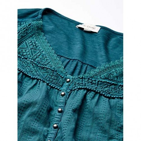 Vintage America Blues Women's Anouk Washed Knit Top with Crochet Details