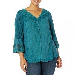 Vintage America Blues Women's Anouk Washed Knit Top with Crochet Details