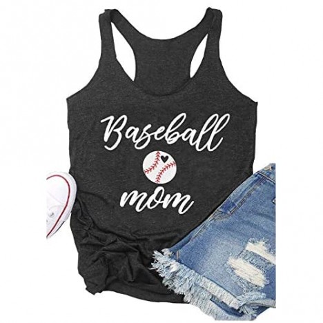 Women Baseball Mom Tank Top Casual Letter Print Sports Racerback Summer Sleeveless Game Day Vest