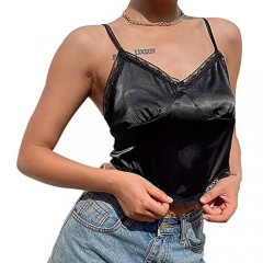 Women Sexy Y2K Aesthetic 90s Irregular Triangle Floral V-Neck Backless Vest Camisole Clubwear Crop Tank Top Blouse